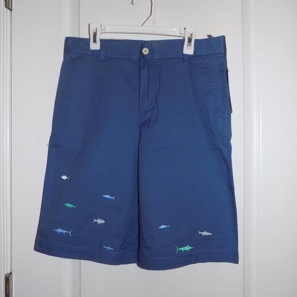 NWT Vineyard Vines Boys Youth 18 Breaker Blue Shorts Fish Embroidered Whale New - Picture 1 of 5